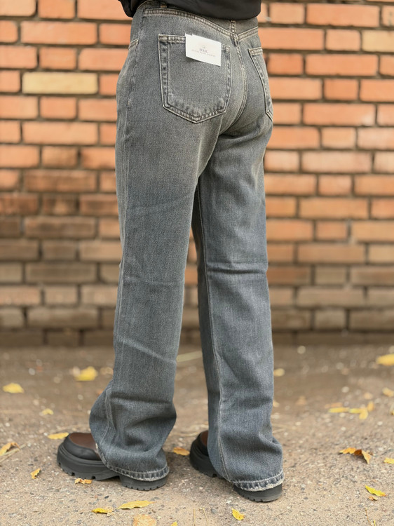 شلوار جین رویال مدل نیم بگ جک پات دمپا زاپ – رنگ طوسی آبی تیره