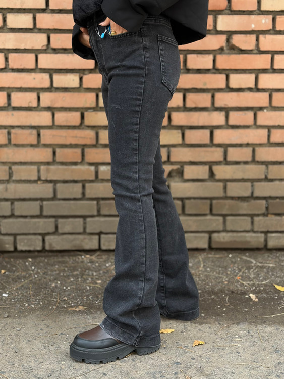 شلوار جین برشکا مدل بوت کات – رنگ ذغالی