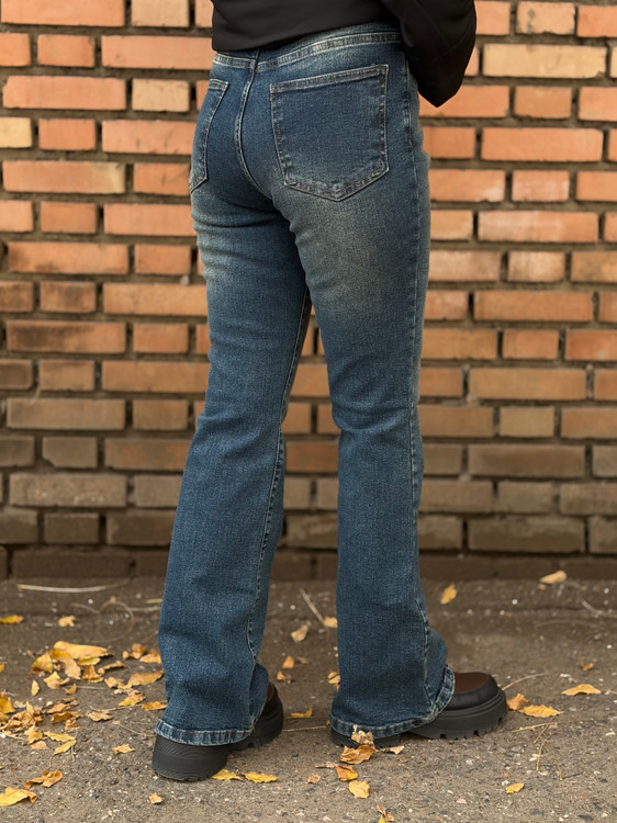 شلوار جین برشکا مدل بوت کات – رنگ آبی