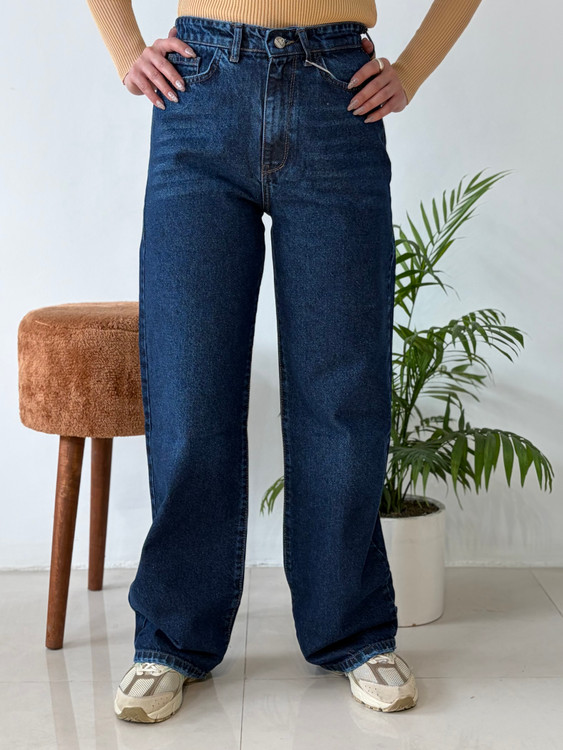 شلوار جین بنتون مدل نیم بگ – رنگ سرمه ای