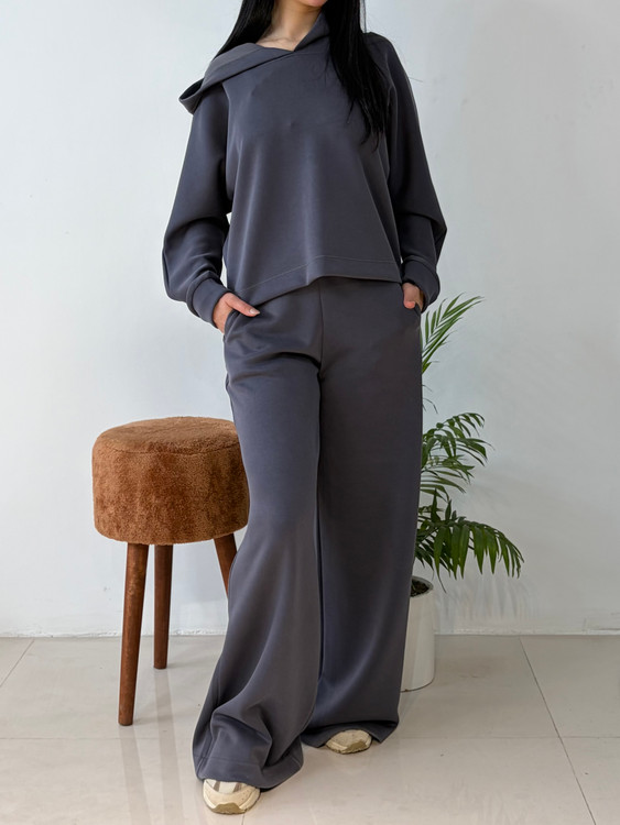 ست هودی و شلوار رویال رنگ نوک مدادی