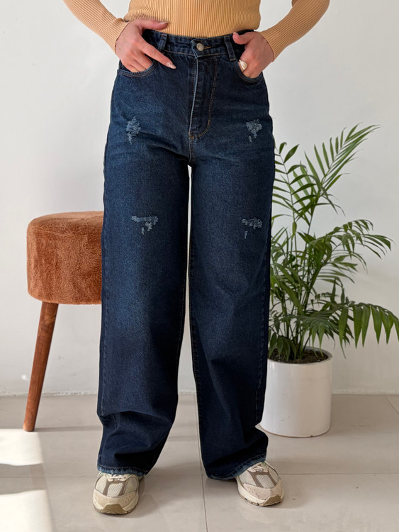 شلوار جین پرستیژ مدل نیم بگ – رنگ سرمه ای