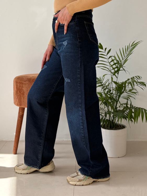 شلوار جین پرستیژ مدل نیم بگ – رنگ سرمه ای