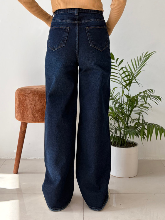 شلوار جین پرستیژ مدل نیم بگ – رنگ سرمه ای