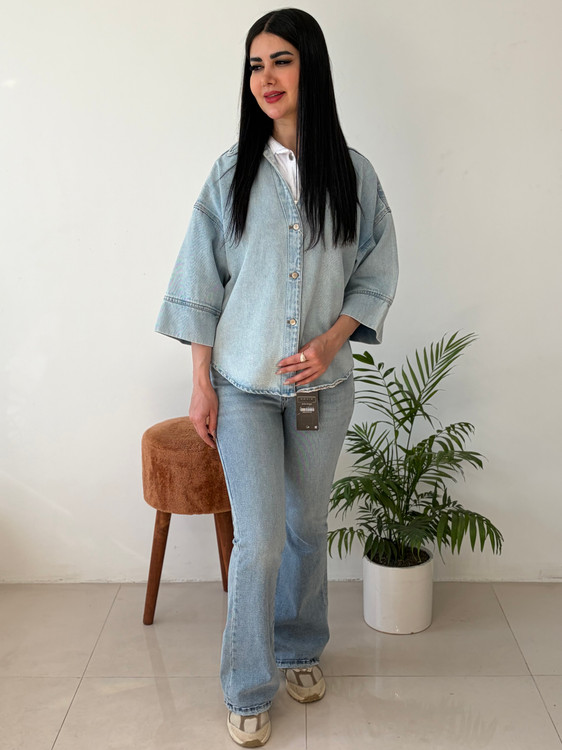 شومیز جین رویال مدل وستا – رنگ آبی روشن