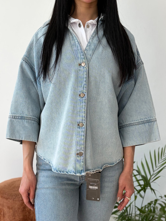 شومیز جین رویال مدل وستا – رنگ آبی روشن