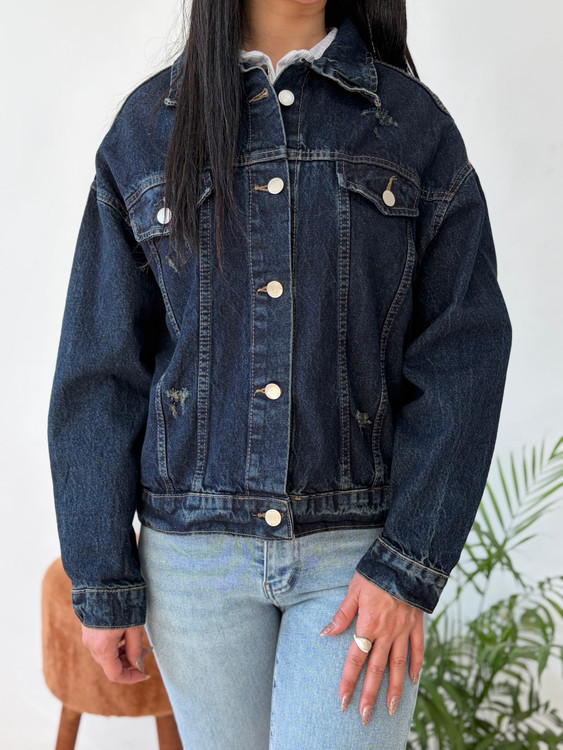 کت جین کوتاه – رنگ سرمه ای