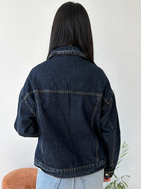 کت جین کوتاه – رنگ سرمه ای