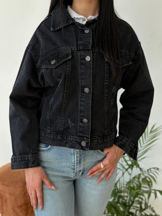 کت جین کوتاه – رنگ ذغالی